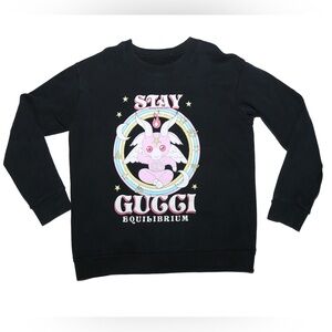 GUCCI "BABY BAPHOMET" EQUILIBRIUM CREW NECK SWEATER BLACK SIZE MEDIUM